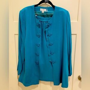 100% silk skirt suit